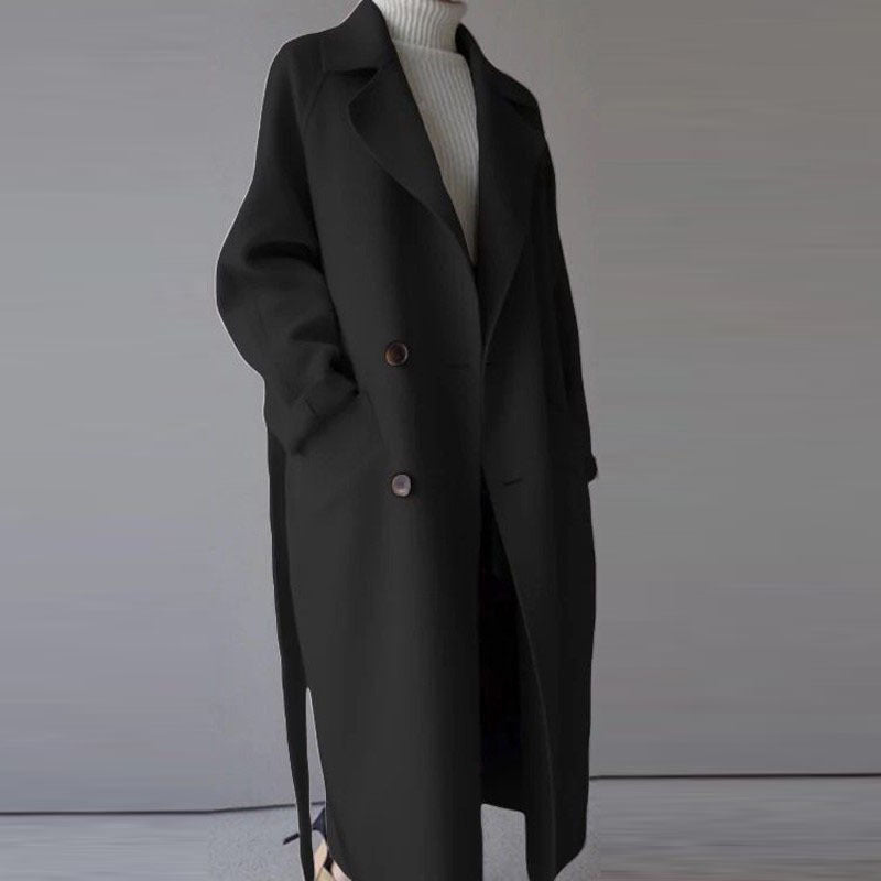 Korean Style Temperament Mid-length Over-the-knee Double-sided Cashmere Woolen Coat