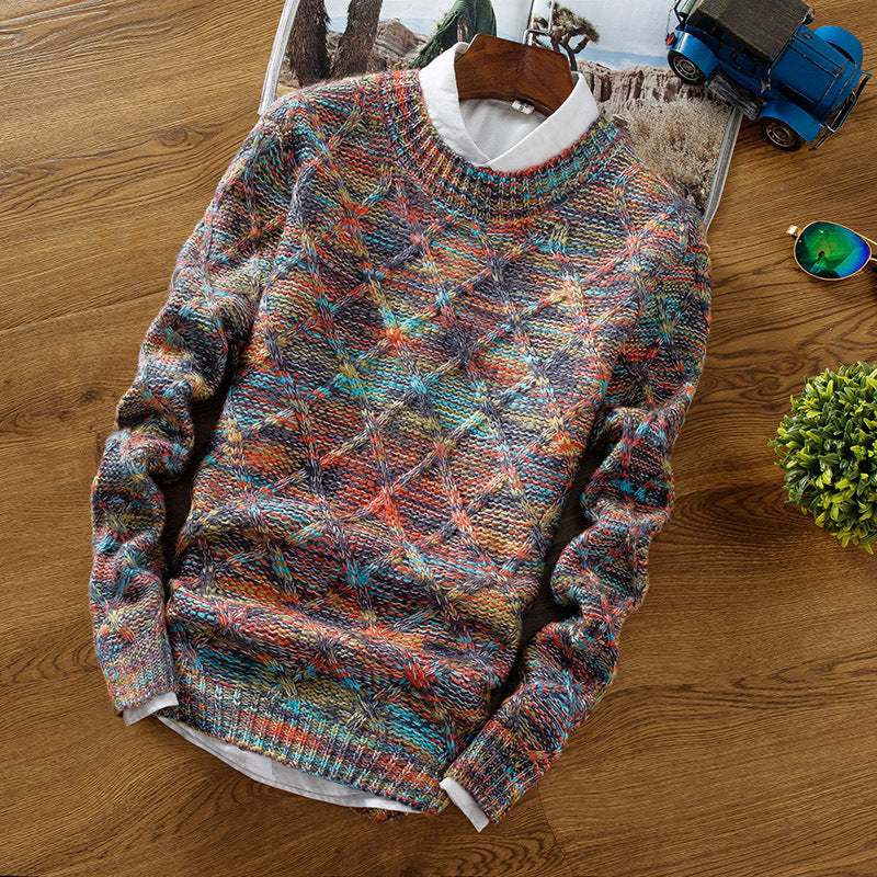 Men's Men's Knitwear Thicken Turtleneck Round Neck Sweater Men's Teen Korean Bottom Sweaters