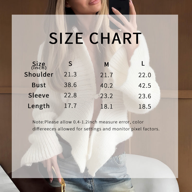 Elegant Irregular Hem Cardigan Sweater For Women Knitted Long Sleeve V