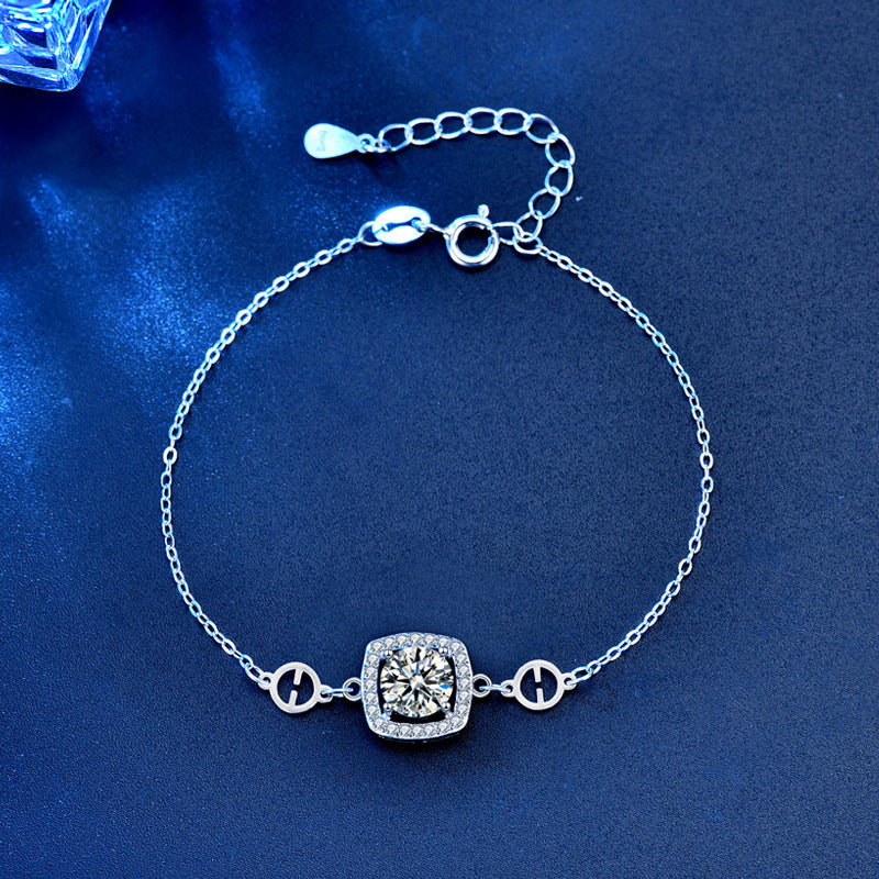 Women's Fashion Jewelry Moissanite Silver Bracelet