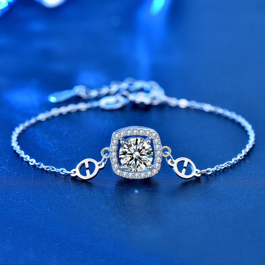 Women's Fashion Jewelry Moissanite Silver Bracelet