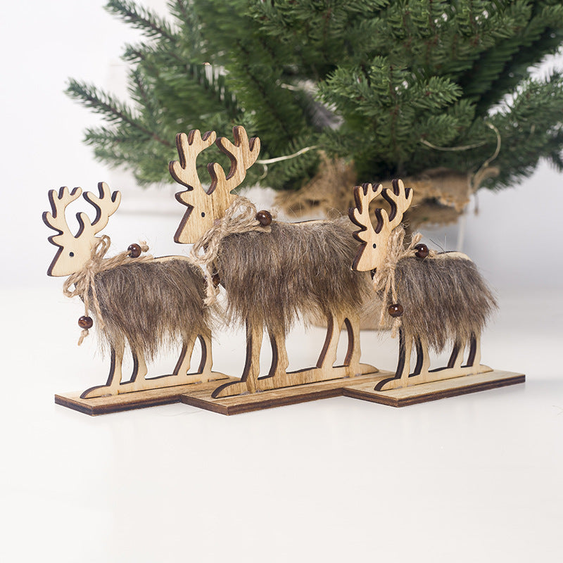 Christmas Elk Decorative Ornaments Wooden Felt Christmas Decorations C