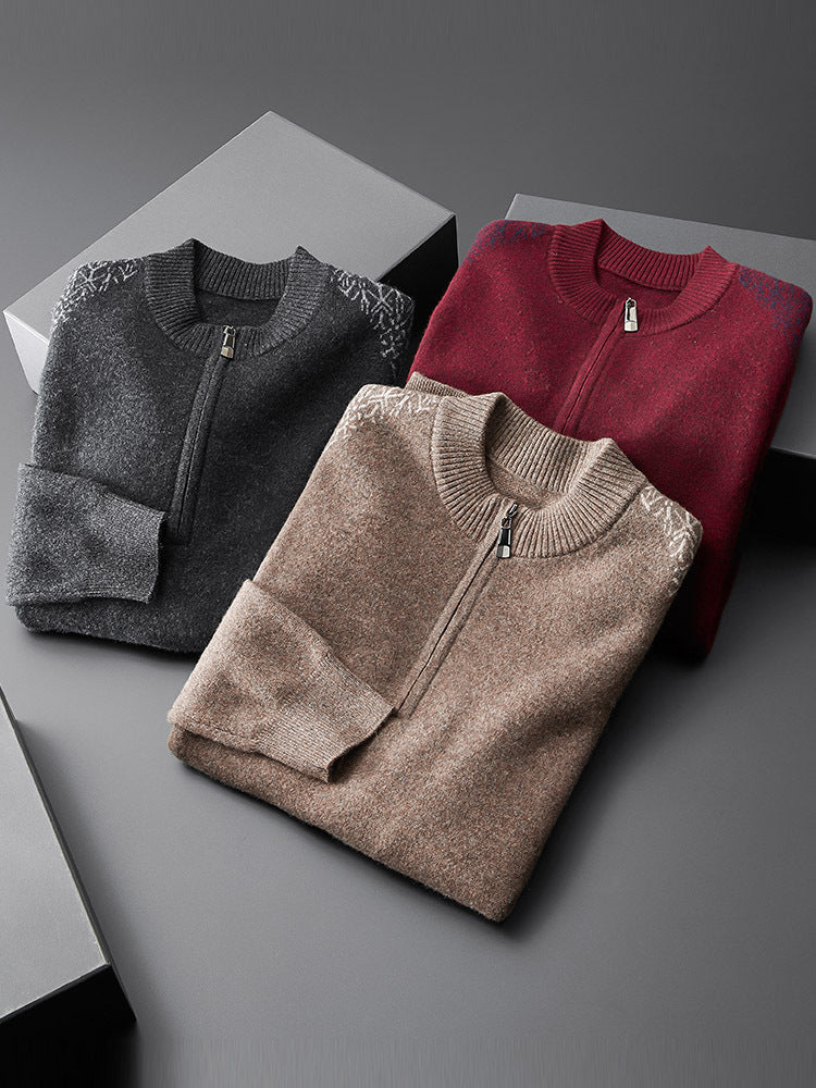 Men's Zipper Half High Collar Cashmere Sweater