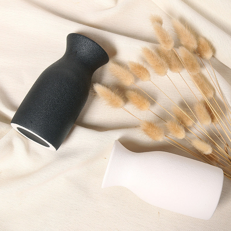 White black ceramic vase