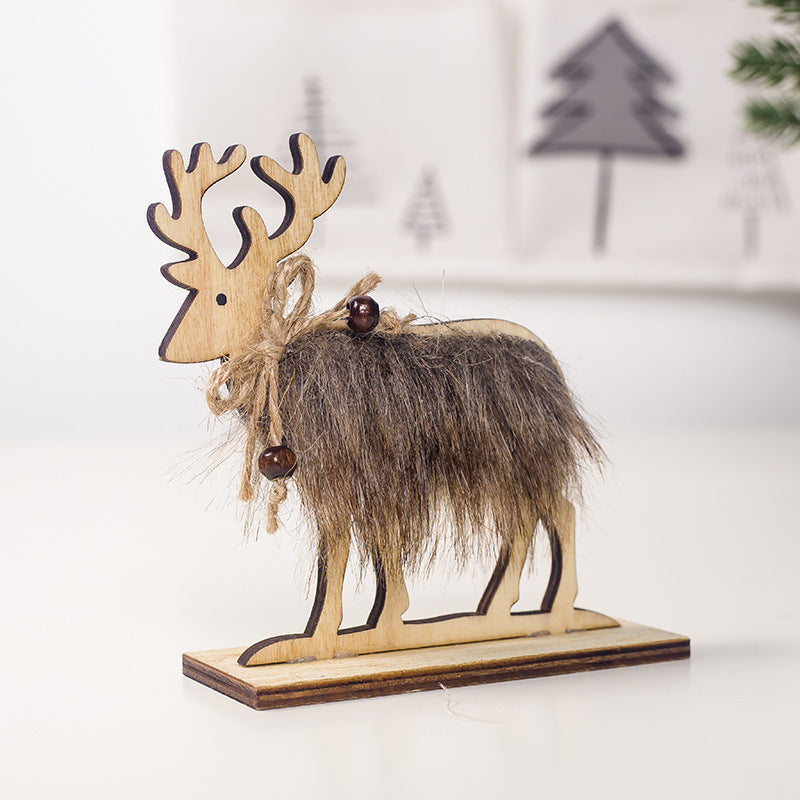 Christmas Elk Decorative Ornaments Wooden Felt Christmas Decorations C