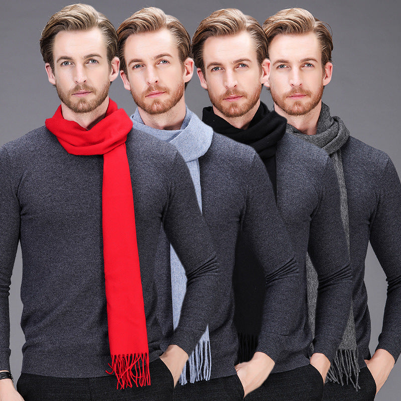 High-end brand winter cashmere scarf Men and women with pure wool warm