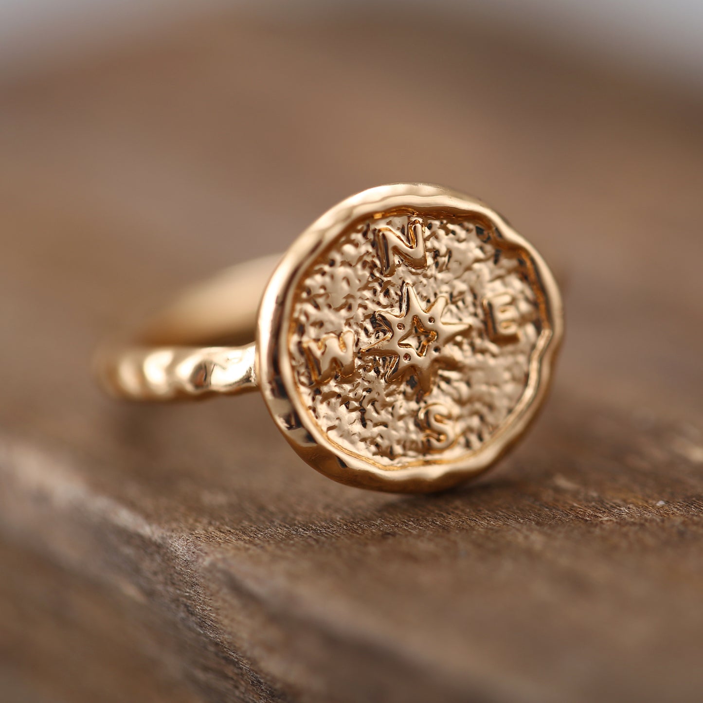 Personalized compass ring
