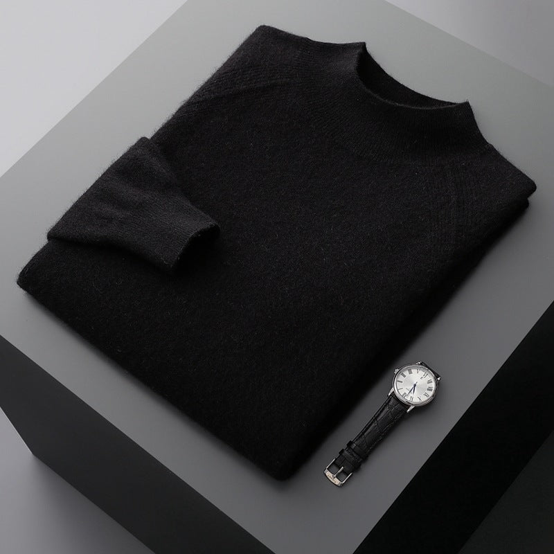 Half Turtleneck Cashmere Knitted Raglan Sleeve Sweater
