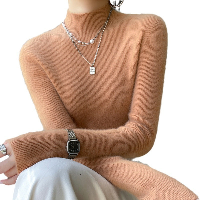 Seamless Half Turtleneck Cashmere Autumn And Winter Simplicity Slim Top