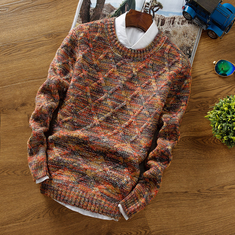 Men's Men's Knitwear Thicken Turtleneck Round Neck Sweater Men's Teen Korean Bottom Sweaters