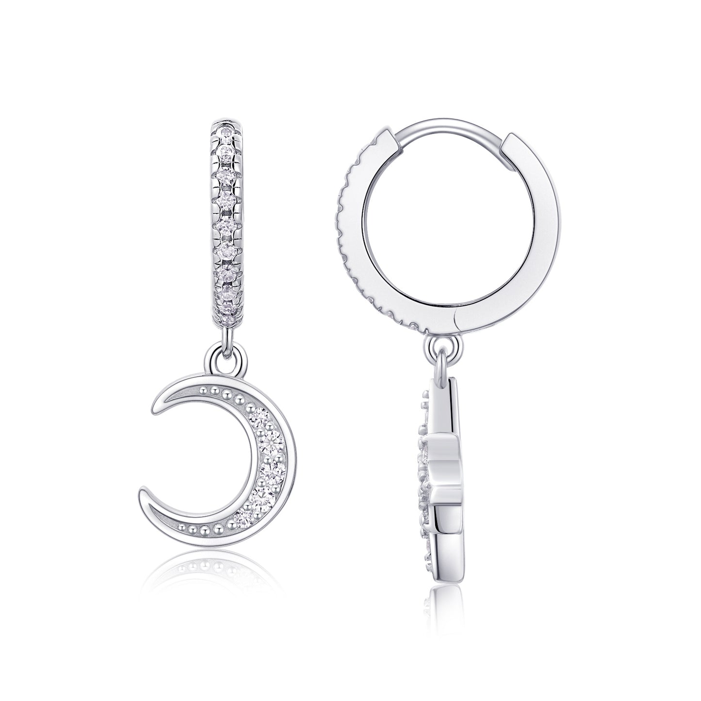 Star And Moon Interdependent - Fashionable Earrings And Stud