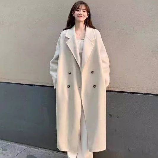 Mid-length Cashmere Coat Women's Casual Thickening