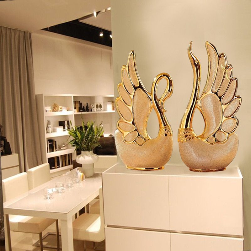 Gold-plated swan ornaments