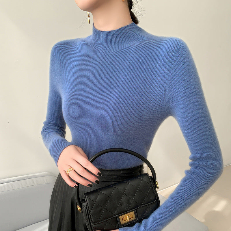 Seamless Half Turtleneck Cashmere Autumn And Winter Simplicity Slim Top