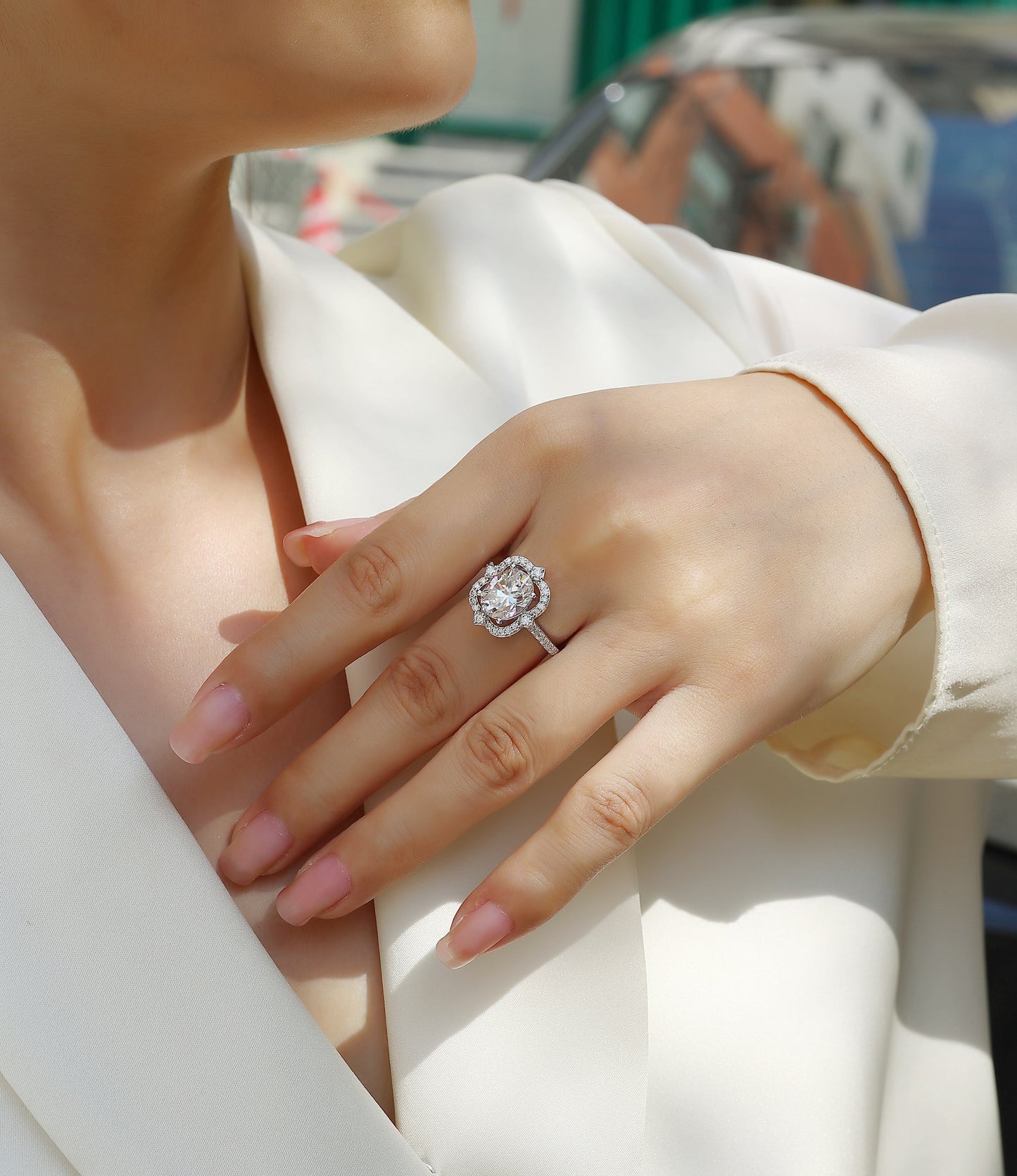 Camellia Moissanite Ring