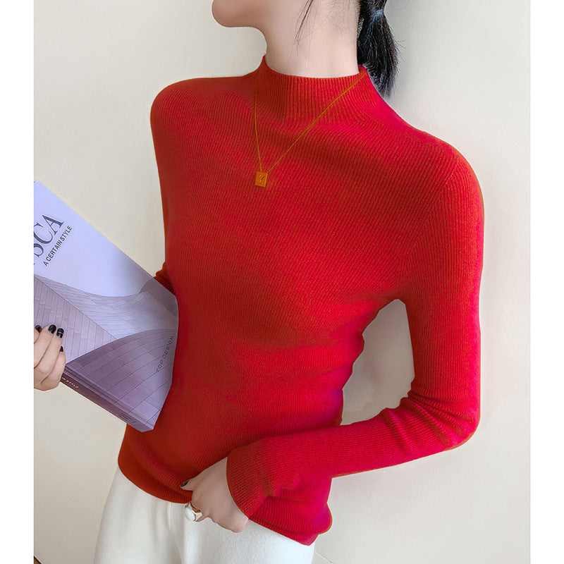 Seamless Half Turtleneck Cashmere Autumn And Winter Simplicity Slim Top