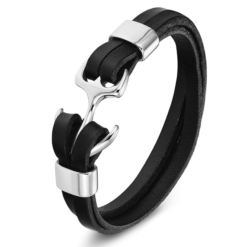 Leather Bracelet with Engraved Clasp