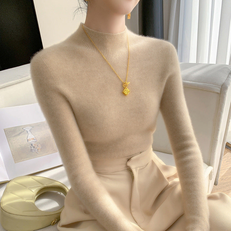 Seamless Half Turtleneck Cashmere Autumn And Winter Simplicity Slim Top