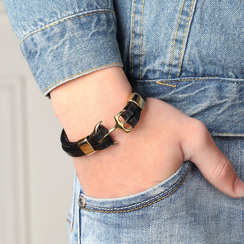 Leather Bracelet with Engraved Clasp