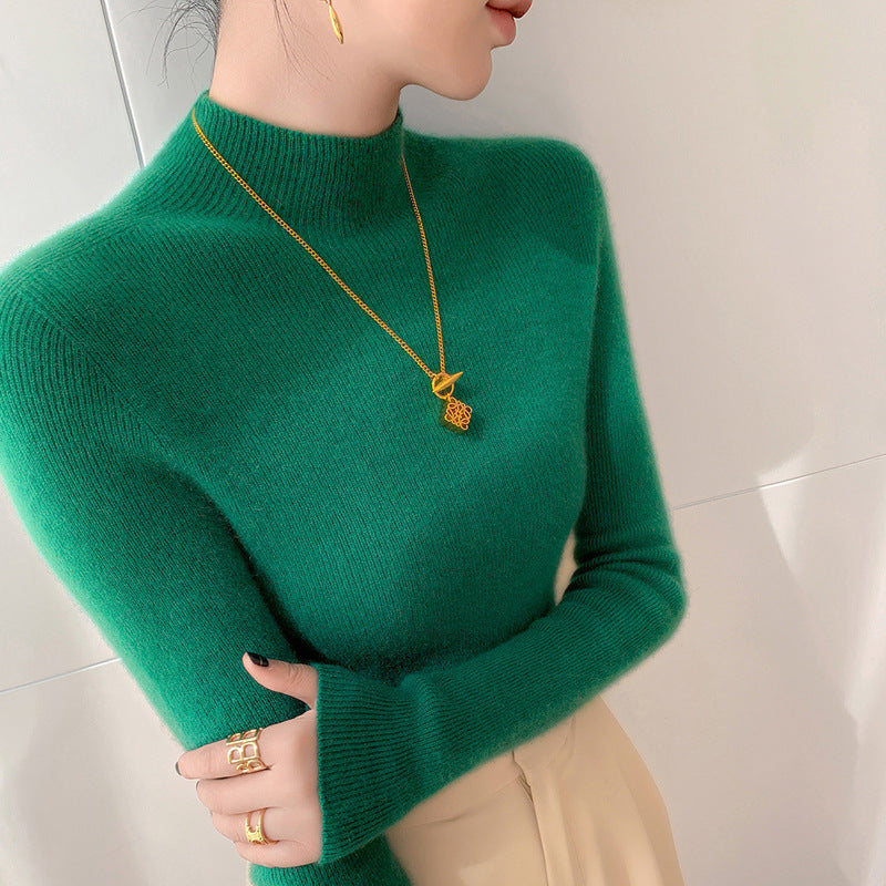 Seamless Half Turtleneck Cashmere Autumn And Winter Simplicity Slim Top