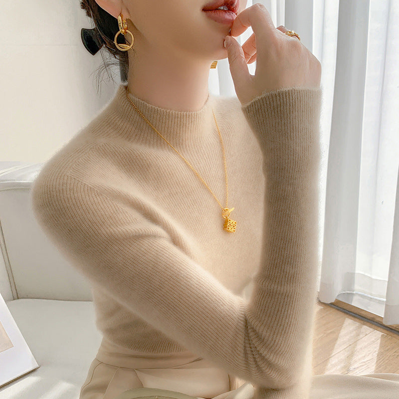 Seamless Half Turtleneck Cashmere Autumn And Winter Simplicity Slim Top