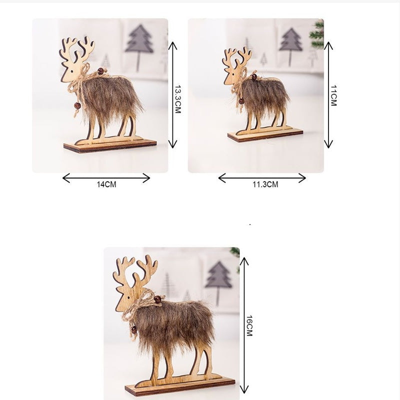 Christmas Elk Decorative Ornaments Wooden Felt Christmas Decorations C