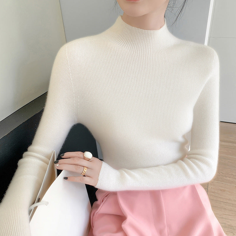 Seamless Half Turtleneck Cashmere Autumn And Winter Simplicity Slim Top