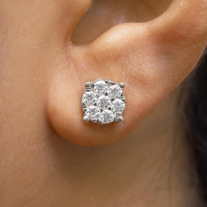 SAVEARTH DIAMONDS Carat Round Cut Lab Created Moissanite Diamond Clust