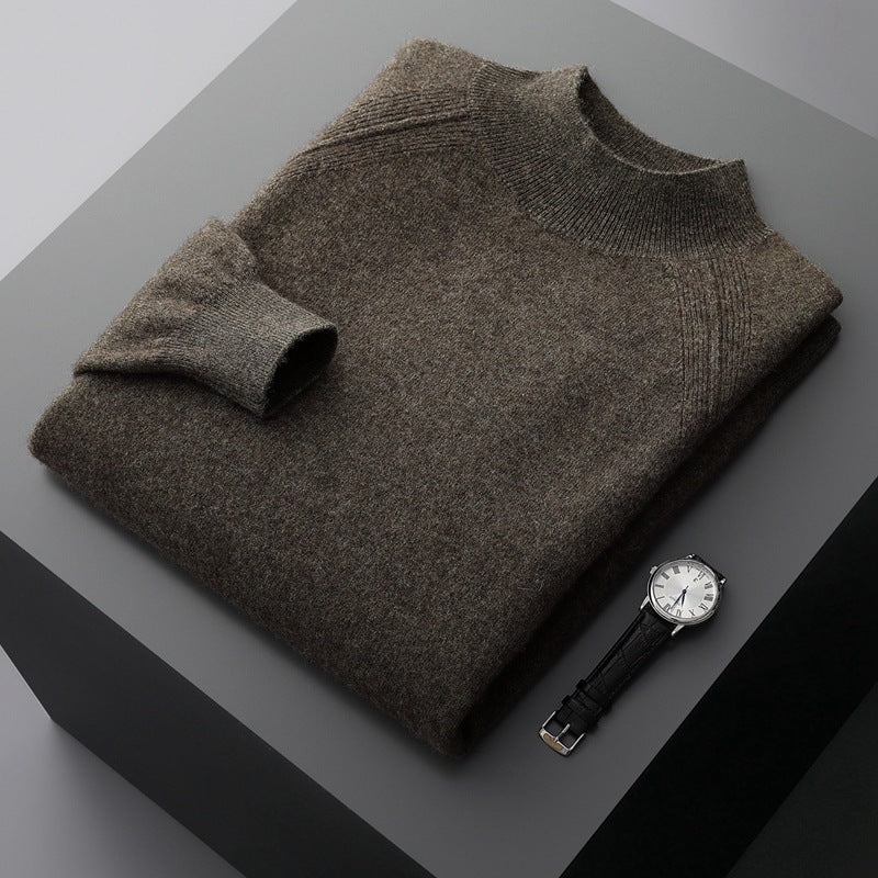 Half Turtleneck Cashmere Knitted Raglan Sleeve Sweater