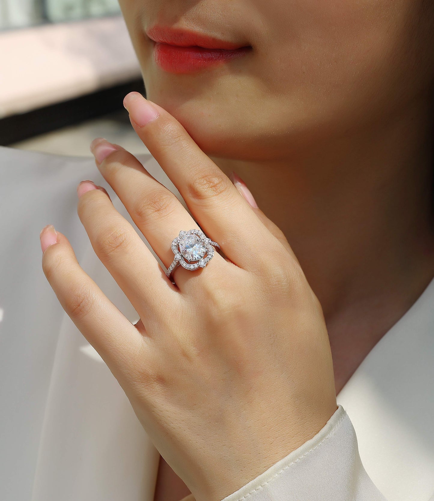 Camellia Moissanite Ring