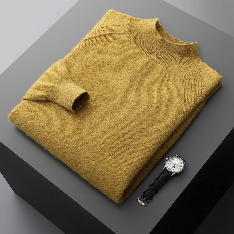 Half Turtleneck Cashmere Knitted Raglan Sleeve Sweater