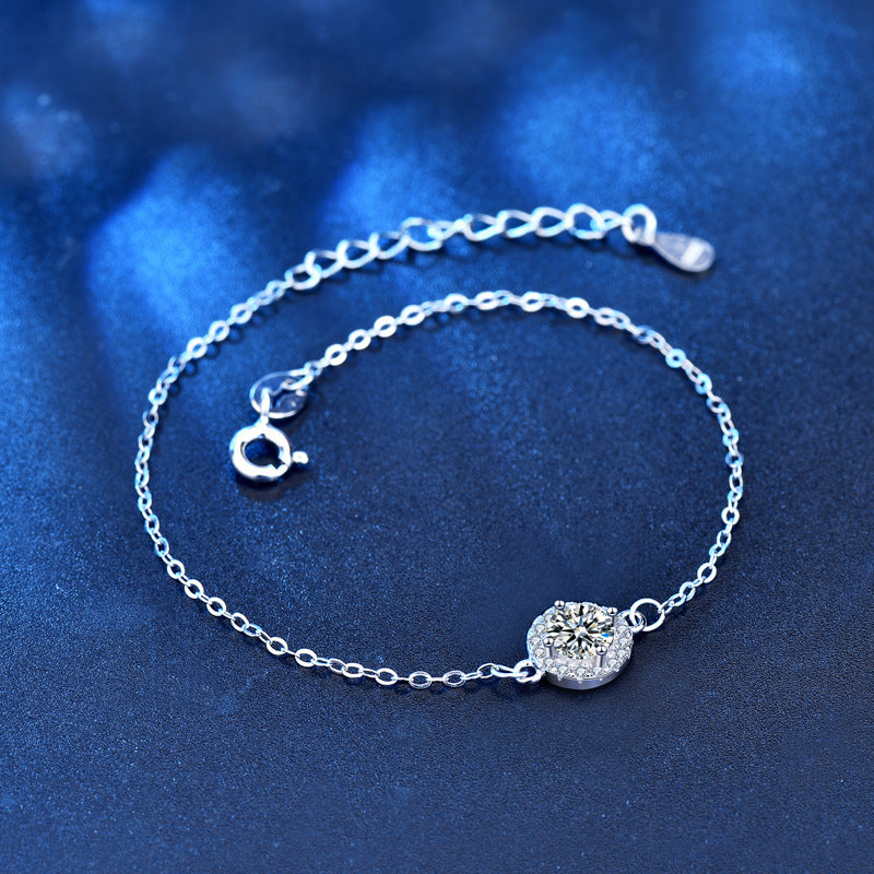 Women's Sterling Silver Moissanite Bracelet Jewelry